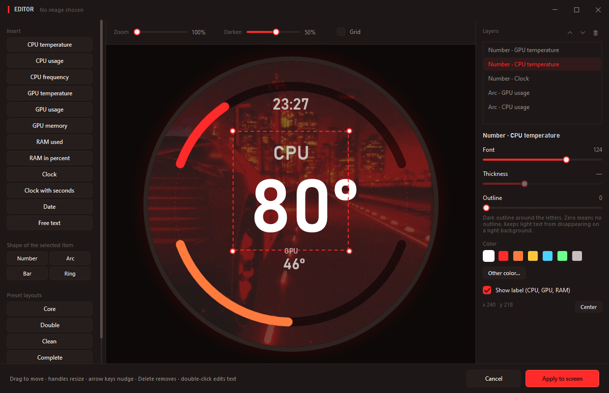 AIOScreen editor