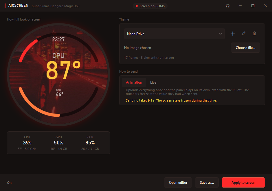 AIOScreen main window